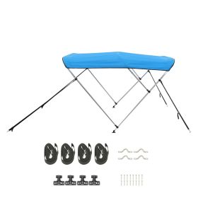 3 Bow Boat Bimini Top, 600D Polyester Canopy with Aluminum Alloy Frame, Waterproof & Sun Shade Boat Awning Canopy with Storage Bag, 2 Support Pol